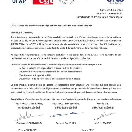 Demande d’ouverture de négociations dans le cadre d’un accord collectif