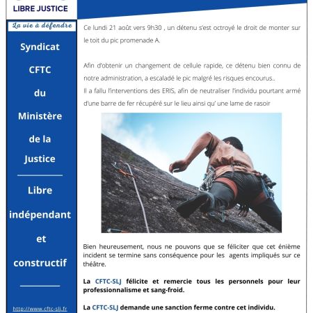 CP Sequedin : un détenu sur le toit