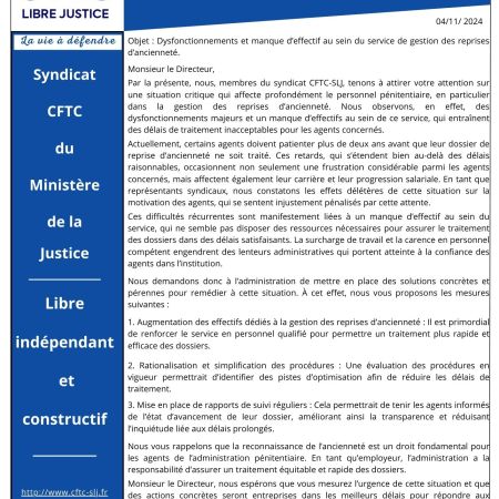 Lettre ouverte au Directeur de l’Administration Pénitentiaire