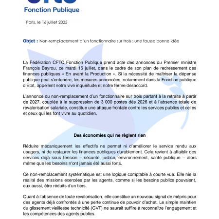 Non-remplacement d’un fonctionnaire sur trois : une fausse bonne idée