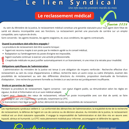 Le lien syndical : Le reclassement médical