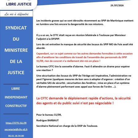 ​Bilatérale CFTC/ Direction. Bilan un an après : zéro pointé ! La sécurité n&rsquo;est pas une option.