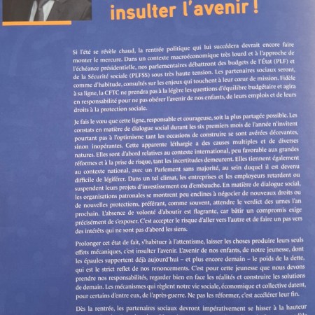 Edito président confédéral : Ne laissons pas l&rsquo;immobilisme insulter l&rsquo;avenir !