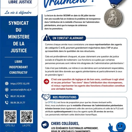 MÉDAILLE D’HONNEUR DE L’ADMINISTRATION PÉNITENTIAIRE. Vraiment ?