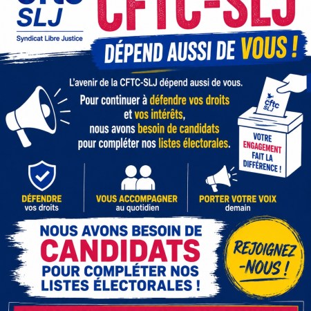 L&rsquo;AVENIR DE LA CFTC-SLJ DÉPEND AUSSI DE VOUS !